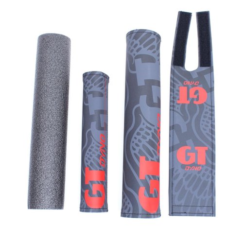 GT DYNO 1989 re-issue 3 Piece Nylon BMX Bicycle Padset - BLACK GRAY RED