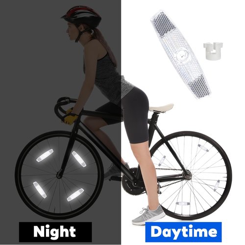 4 Pack Bike Wheel Reflectors, Bicycle Spoke Safety Reflectors for Night Riding, Quick Mount Reflective Rim Lights Safe Warning Bike Decoration Accessories for Road, Mountain Commuter Bikes (White)