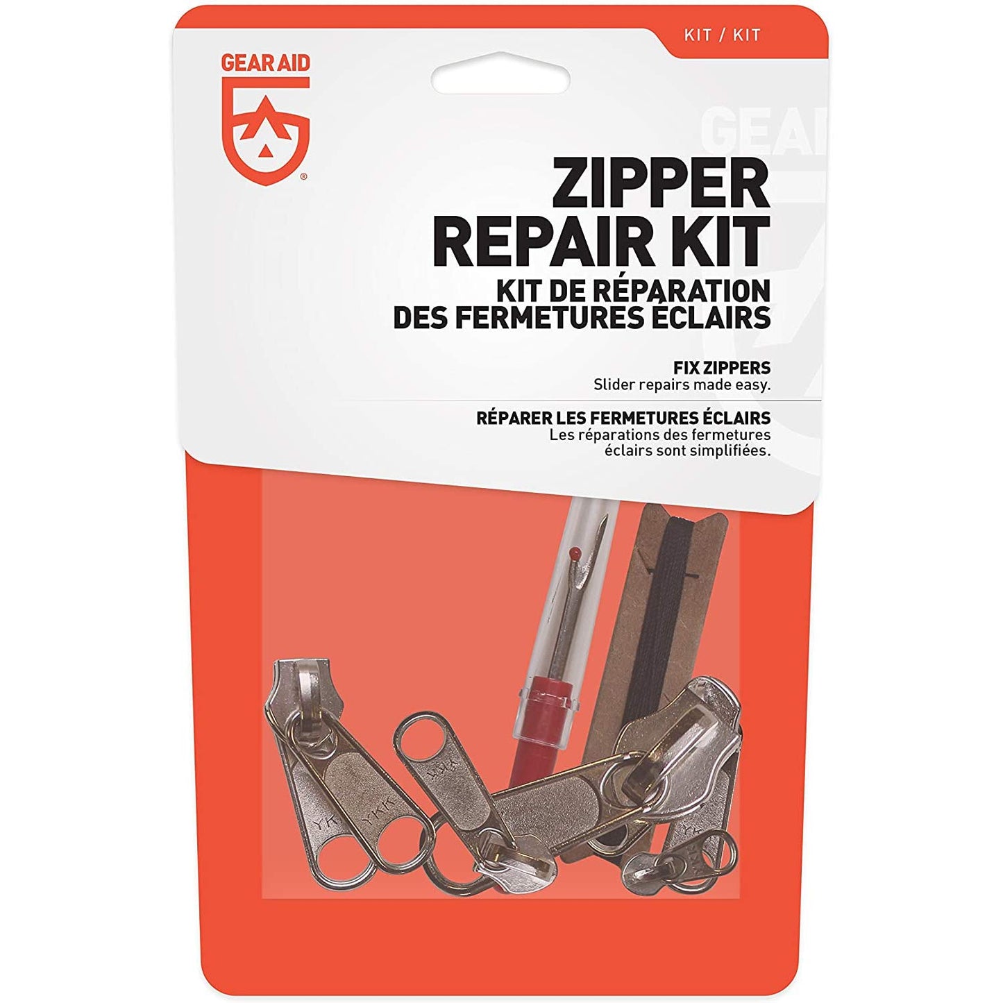 GEAR AID Zipper Repair Kit with Multiple Zipper Sliders, Stops and Instructions, 20-piece