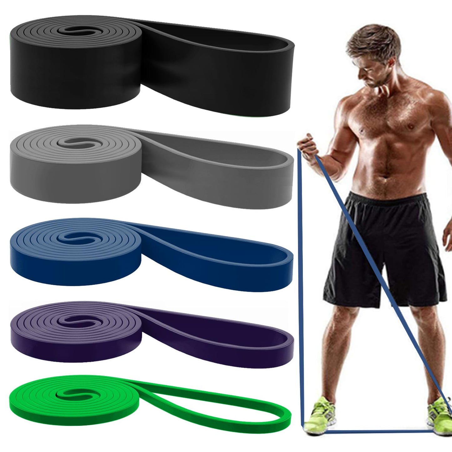 Resistance Bands, Pull Up Assist Bands - Workout Bands, Eexercise Bands for Working Out, Fitness, Training, Physical Therapy for Men Women - Green