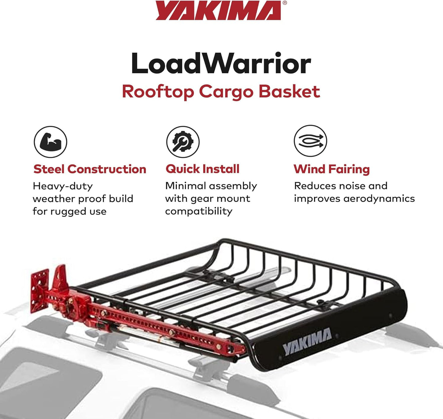 Yakima LoadWarrior Cargo Basket - Medium Heavy-Duty Steel Roof Rack with Universal Mounting Hardware - Black