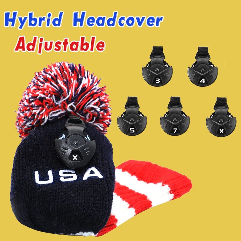 3pcs Pom Pom Golf Headcovers, #1 3 5 Golf Wood Headcovers Set, Knitted Golf Club Head Cover, Long Neck Golf Club Case Protection, Patriotism US Flag Pattern