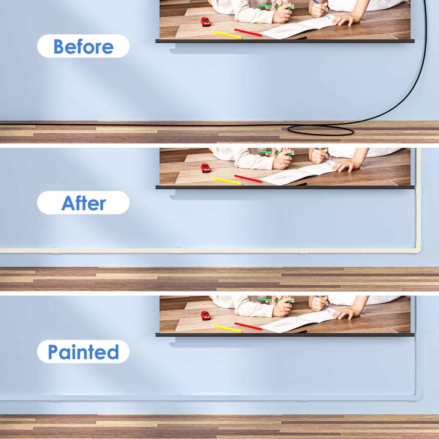 Yecaye Beige Cord Hider, One-Cord Channel Cord Cover on Wall, Cable Management Kit, Wire Covers for Cords, W0.59in H0.4in, Beige