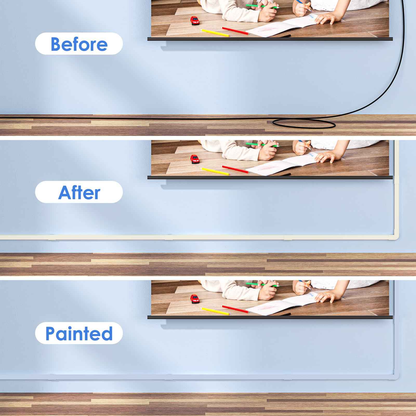 Yecaye Beige Cord Hider, One-Cord Channel Cord Cover on Wall, Cable Management Kit, Wire Covers for Cords, W0.59in H0.4in, Beige