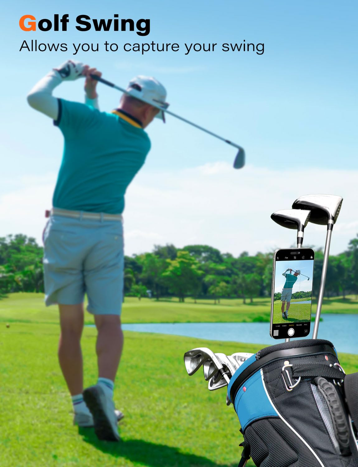 A2C 2 in 1 Magnetic Phone Holder for Golf Cart & Golf Push Cart, Hands-Free Magnet Phone Mount with Adjustable Strap, Compatible with Clicgear, Bag Boy, Sun Mountain, for Magsafe iPhone 12-16 Series