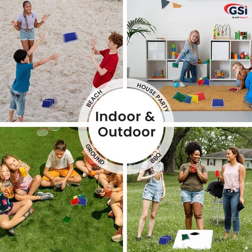 GSi Mini Bean Bags & Rainbow Play Parachute Set - 12 Pack for Kids' Physical Education & Outdoor Fun