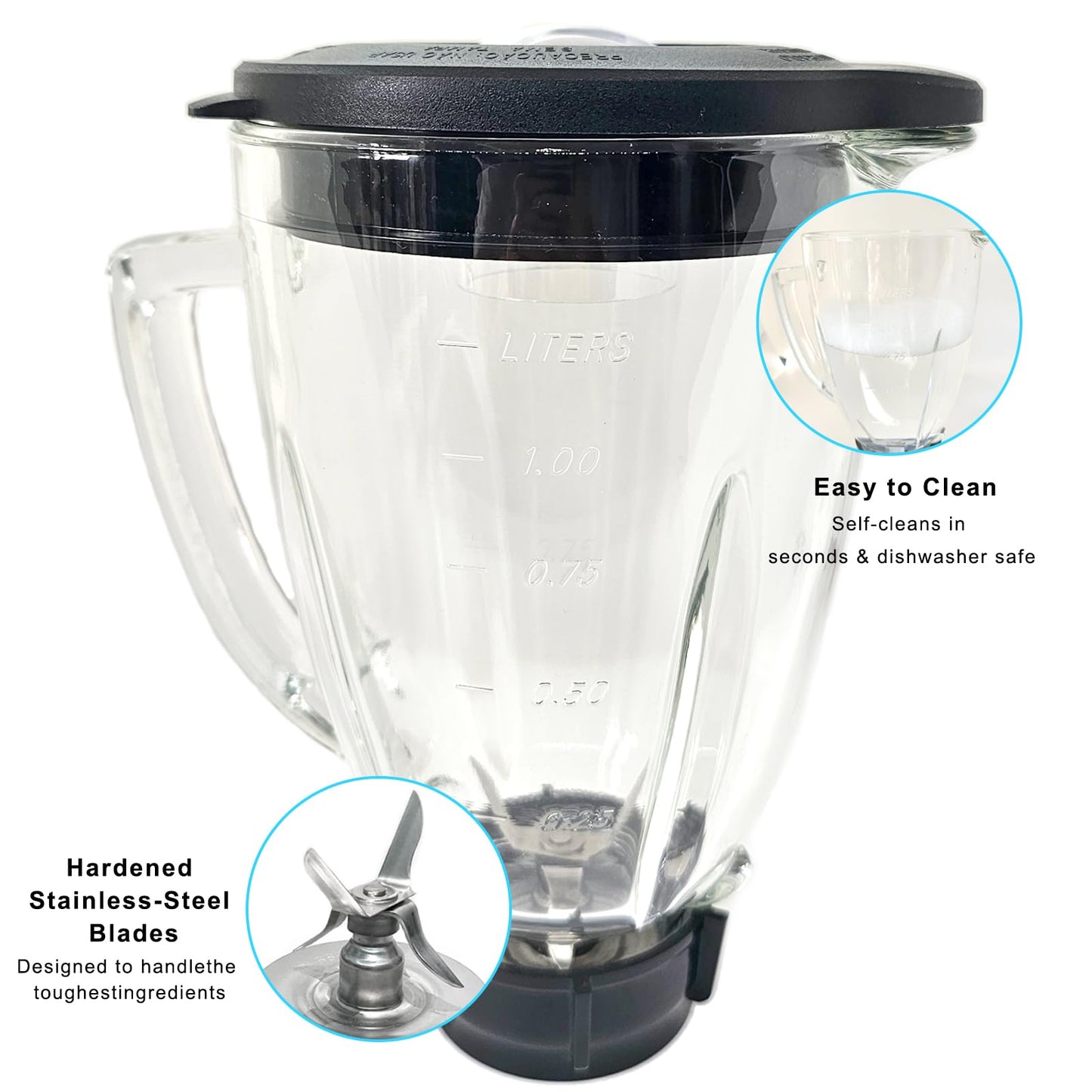 6 Cup Blender Glass Jar with Blade, Blender Replacement Parts for Aspas Para Licuadora Oster Osterizer (NOT fit Pro, Master or Versa models)