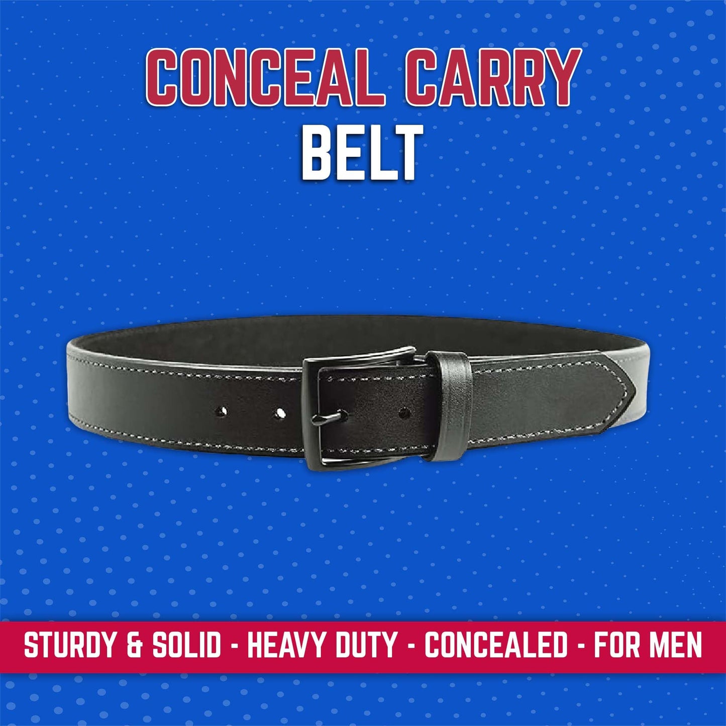 DeSantis 1.5" Everyday CCW Carry Belt - Leather Gun Belt for Men, Concealed Carry, Heavy Duty Pistol Holster Belt, Designed for Law Enforcement - Black Leather, Size 44