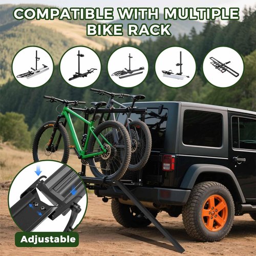 Upgraded Heavy Duty Bike Rack Loading Ramp with Two Types of Hooks, Mopeds Ramps, Foldable E-Bike Ramp, Compatible with YE/RL Ebike Rack and Kuat/CC Vehicle-Mounted Bicycle Racks Holds Up to 150 LBS