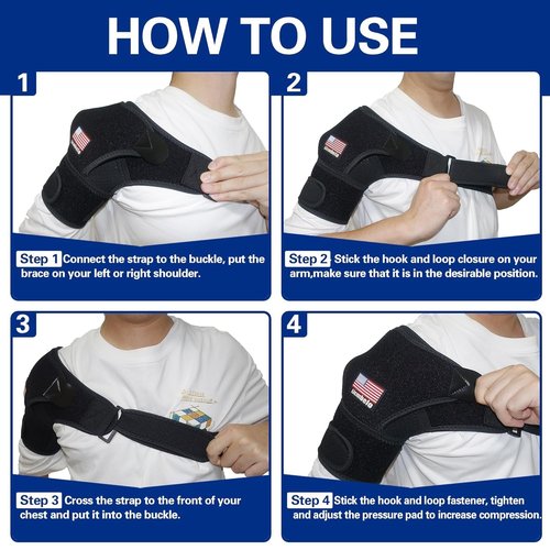 Licmbelo Adjustable Shoulder Brace for Rotator Cuff Tear & Post-Surgery Recovery - Breathable Compression Sleeve for Sports Injury, Arthritis, Men & Women (BLACK, Large)