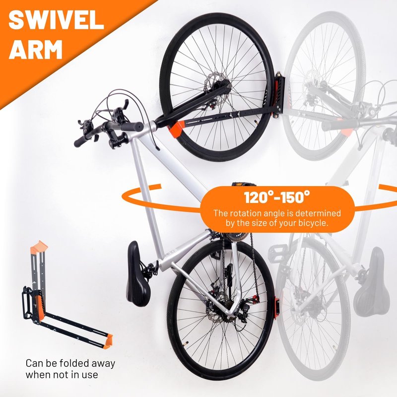 SAMRELAX Swivel Bike Rack Wall Mount, 1 pcs Bike Hanger Wall Mount, Wall Space-Saving Vertical Bike Hanger, Sturdy Bike Storage Rack, Indoor Bicycle Hooks