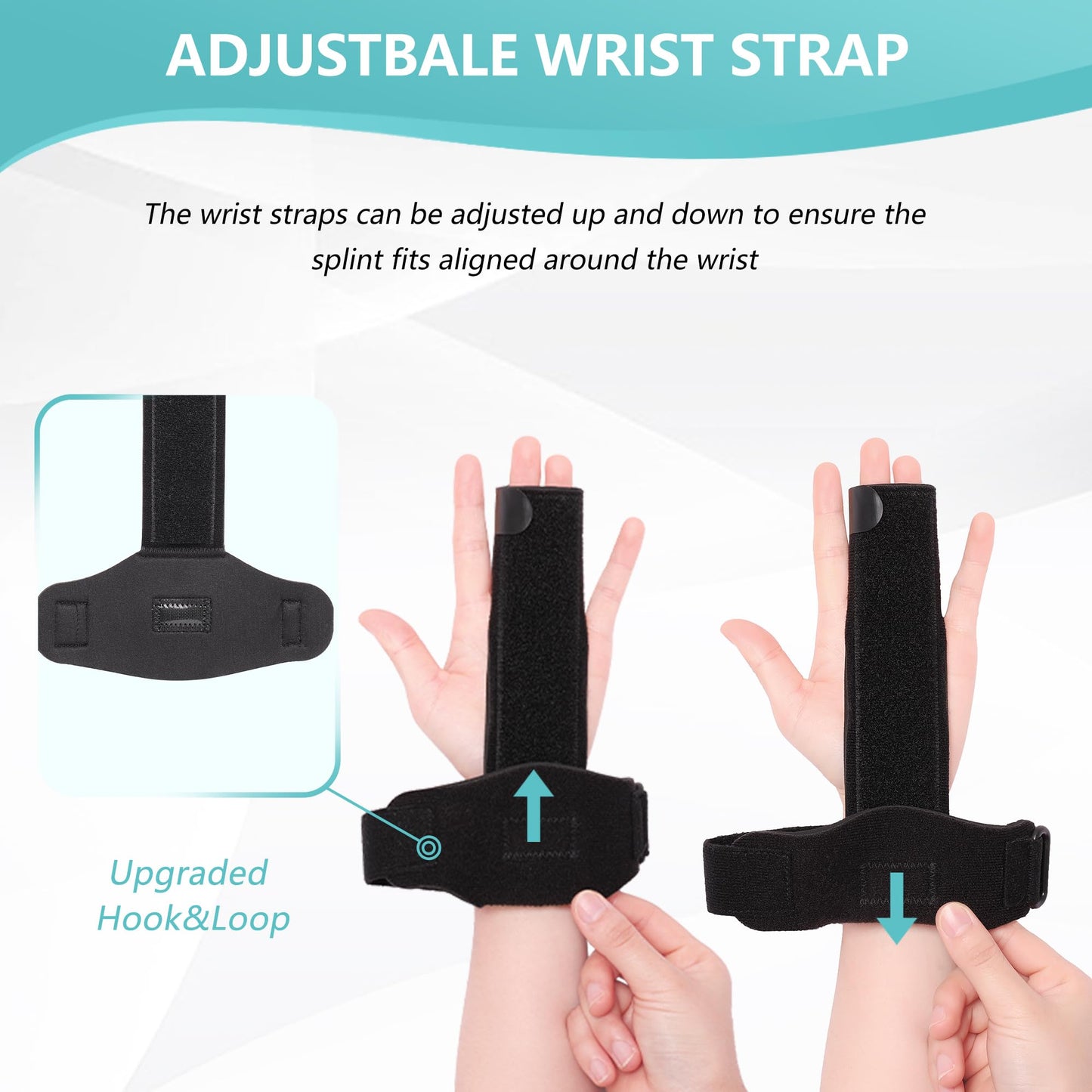 fibee Trigger Finger Splint, Adjustable Two Finger Splint Full Hand and Wrist Brace Support, Metal Straightening Immobilizer Treatment for Sprains, Mallet Injury, Arthritis(S/M)