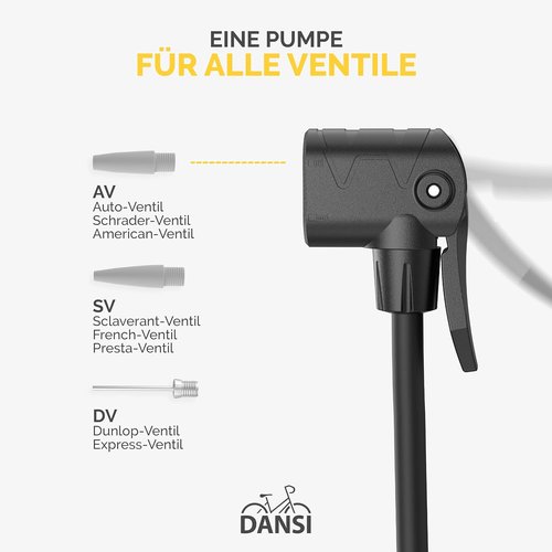 DANSI Bike Floor Pump - High Pressure 180 PSI with Gauge | Versatile Presta & Schrader Valves