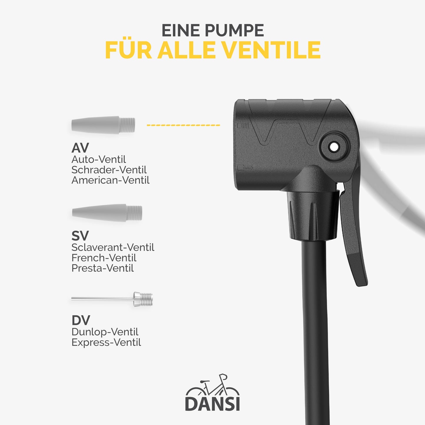 DANSI Bike Floor Pump with Gauge, Floor Bicycle Pump with Both Presta and Schrader Bicycle Pumps Valves High Pressure 180Psi Multi-Purpose Portable Air Pump for Road Bike MTB Sports Balls