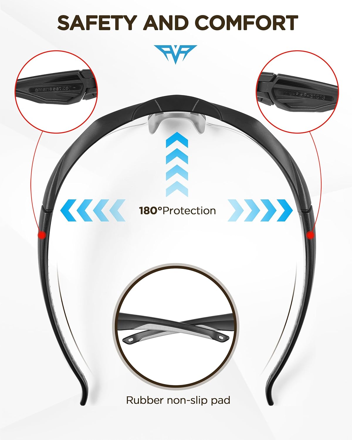 Skiennix Anti-Fog Tactical Shooting Glasses - Clear HD Lens | UV Protection & Wrap-Around Design