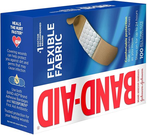Johnson & Johnson Band-Aid Woven Adhesive Bandages - Tan, 1" x 3" | Box of 100