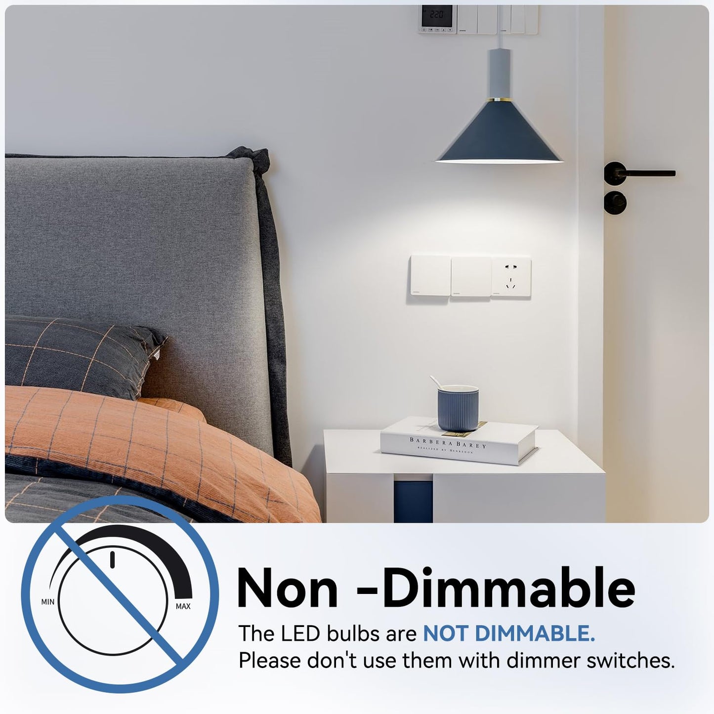 novapollo A19 LED Light Bulbs,60 Watt Equivalent LED Bulbs,Daylight White 5000K LED Lights for Bedroom,760LM Non-Dimmable,9W E26 LED Lights,4-Pack