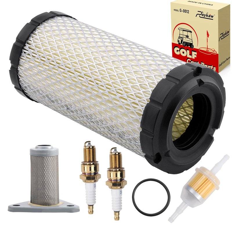 Roykaw EZGO Tune Up Kit with Air Filter Oil Filter Spark Plug Fuel Filter for 2005-2009 TXT or 1996-Up ST 350 Gas Models