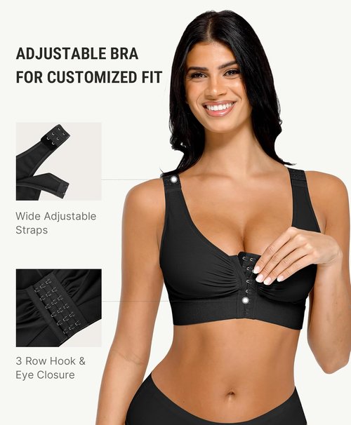 FeelinGirl Post Surgery Compression Bra - Women's Front Closure, Adjustable Straps, Wire-Free Design