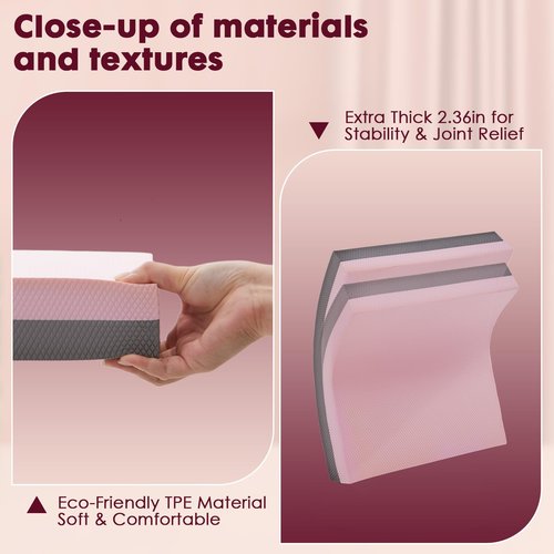 Balance Pad- High-Density Foam Cushion Mat for Yoga, Exercise & Fitness, Non-Slip Stability Trainer for Core Workouts, Thick Foam Balance Board (16x13x2.4 Inches, Pink & Gray)