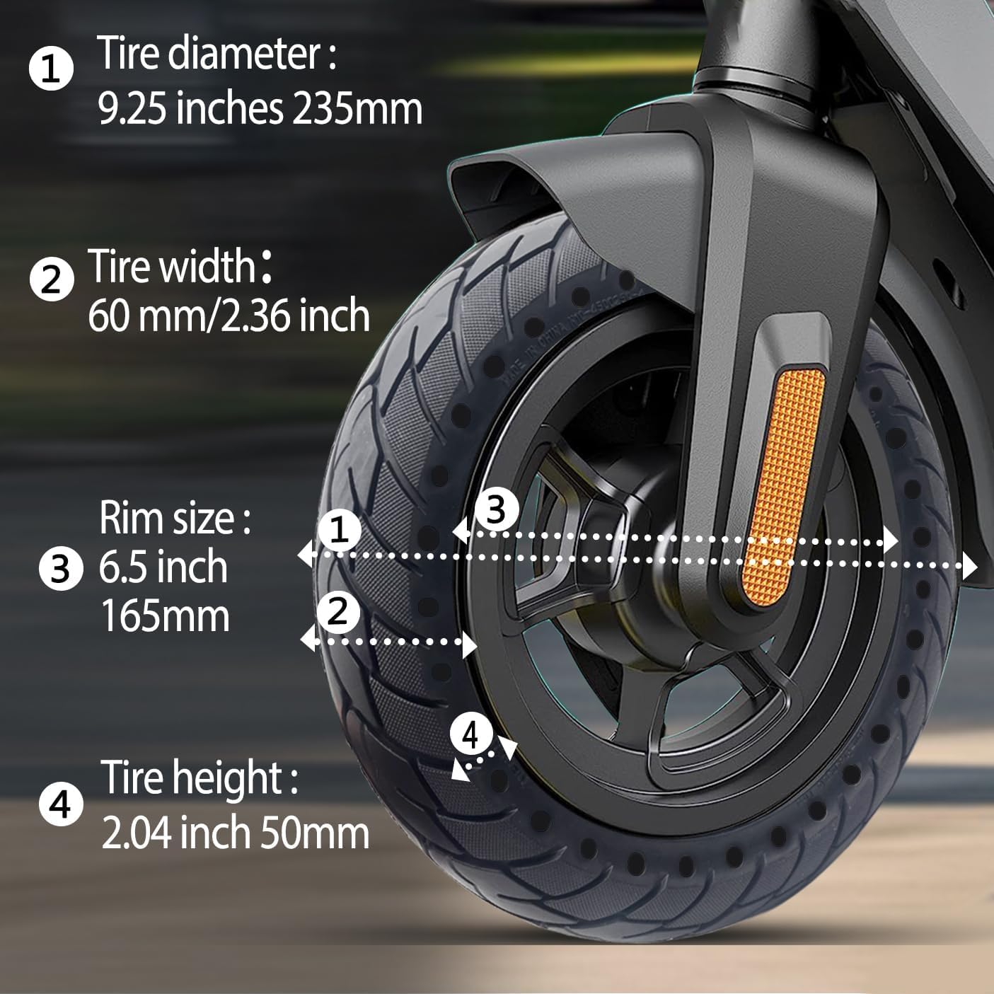GYL 60/70-6.5 Scooter Tires: 10x2.50-6.5 Tubeless Tyre, 10 Inch Solid Tire Replacement for Segway Ninebot Max G2 G30 G30P G30LP Gotrax Eclipse GMAX G5 G6 Electric Scooter Rubber Wheel Blue 1Pcs