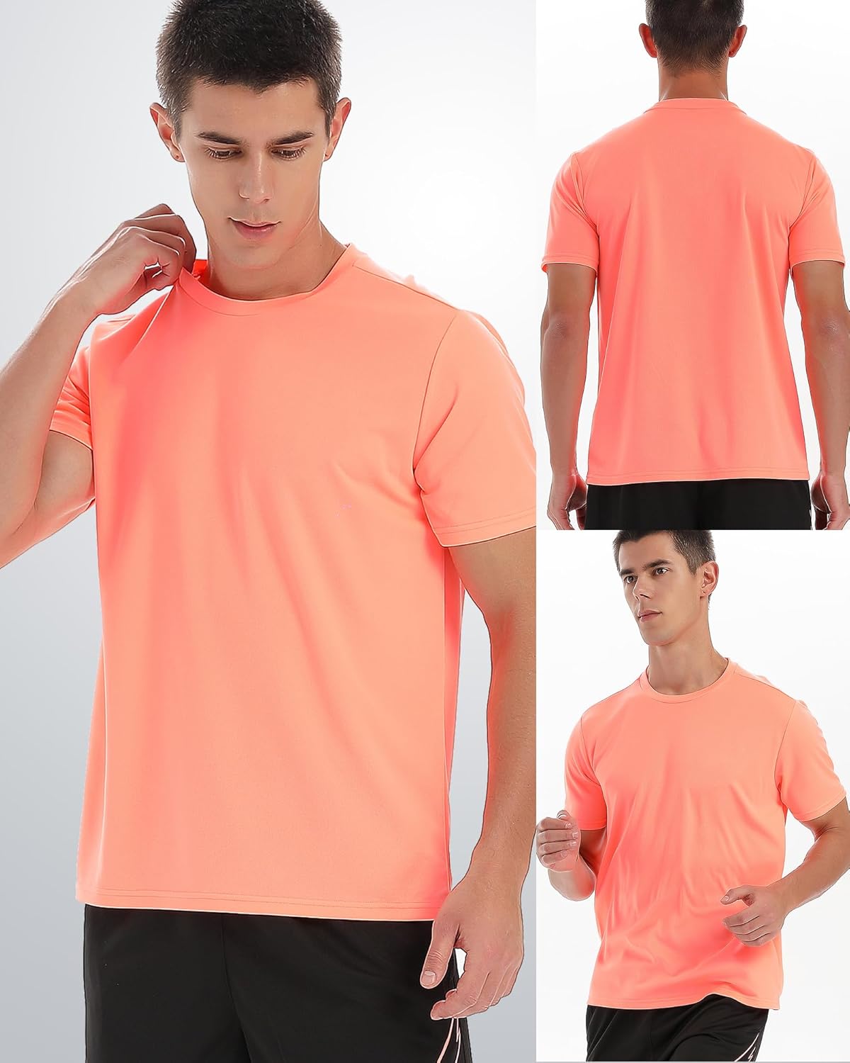 Skiennix 5 Pack Men's Workout Shirts - Quick Dry Athletic Short Sleeve Crew Neck Tees