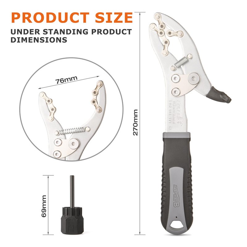 Super B Cassette Removal Tool Kit - Cassette Pliers & Lock Ring Tool for Shimano Hg Cassette/Freewheel Install Removal – for Road or Mountain Bikes Cassette Removal (TB-FW42)