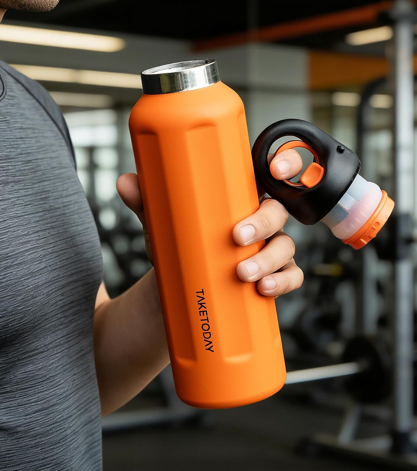 TakeToday 20oz Insulated Water Bottle - Stainless Steel Vacuum Thermos with Easy-Open Lid | Leakproof & BPA-Free, Orange