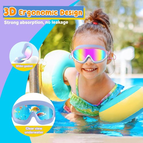 COOLOO Kids Swim Goggles - Anti-Fog, UV Protection, Wide View, No Leak Design | 2 Pack for Ages 4-16