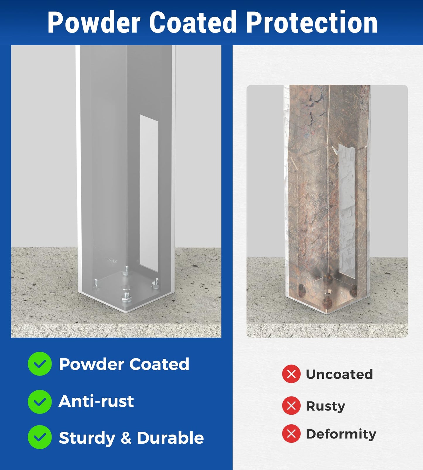 vikofan 5x5x24 Vinyl Fence Post Mount Tower with Outdoor Powder Coating for Vinyl Fence,2PCS Fence Post kit,Full Weld Fence Post Insert