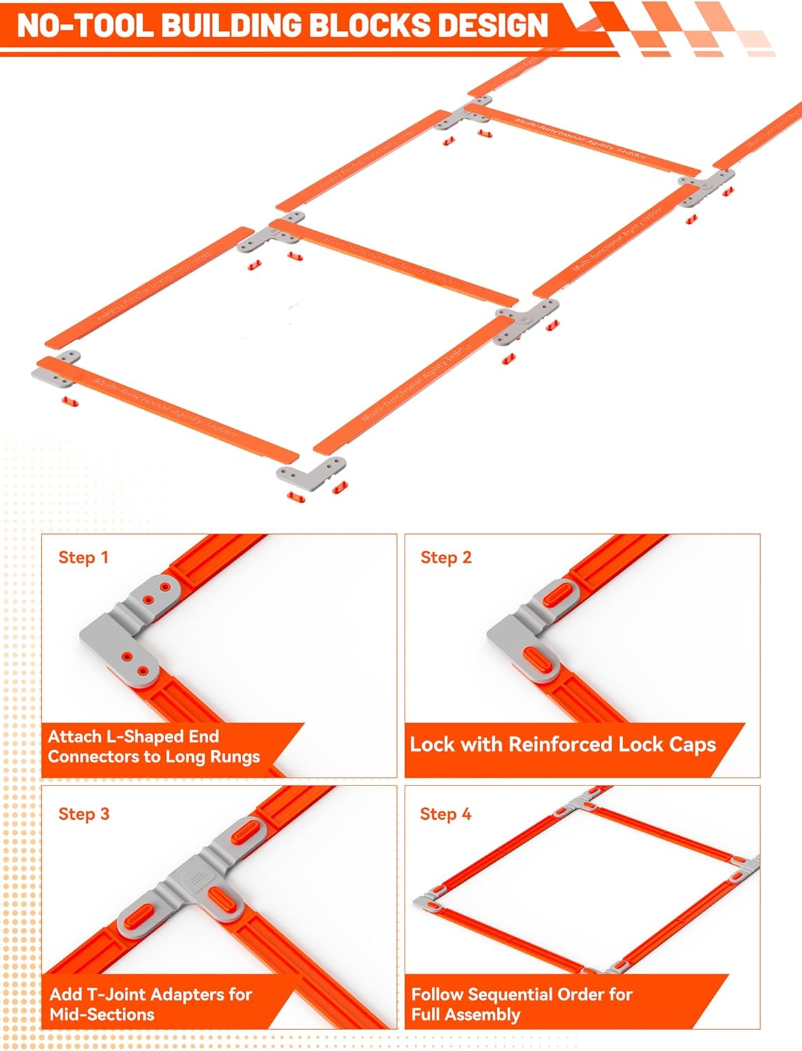 Tangle-Free Agility Ladder | Kids Athletic Training Equipment - 10 Rung Speed Ladder for Soccer, Football & Boxing