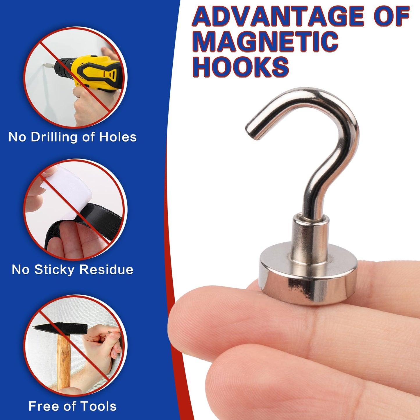 Junarter 20 Pack Magnetic Hooks, 30lbs Magnet Hooks for Cruise Cabins, Strong Magnetic Hooks Heavy Duty, Magnets with Hooks, Metal Magnetic Hook for Hanging, Hook Magnets for Classroom Decor, Grill