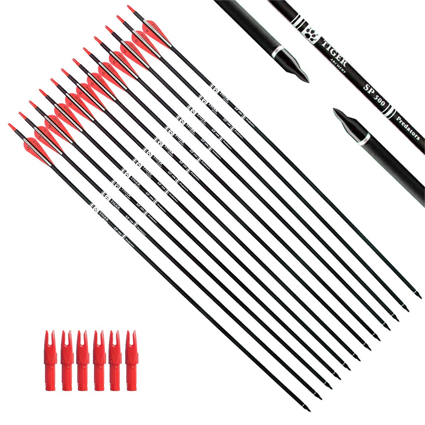 TIGER ARCHERY 30" Carbon Arrows for Compound Recurve Bow Hunting Target