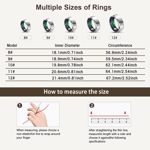 Smart Ring for Women Men, Fashion Minimalist Fitness Ring & Sleep Tracker Ring with Heart Rate, SPO₂,Blood Pressure,5ATM Waterproof Health Ring,No Subscription,Travel-Friendly Women Gift (Silver,12)