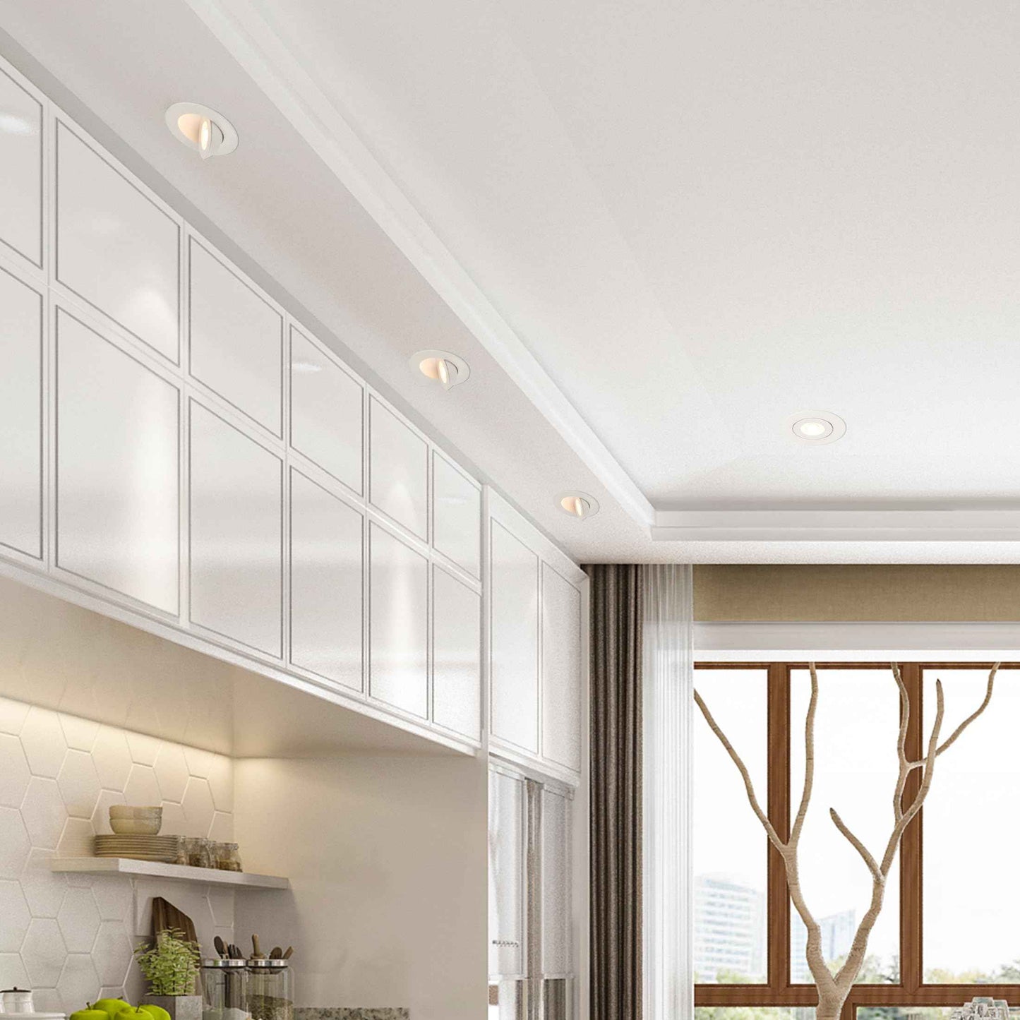 Maxxima 2 in. Rotatable Ultra-Thin Recessed LED Floating Gimbal Downlight, 400 Lumens, 5 CCT Selectable 2700K/3000K/3500K/4000K/5000K, Dimmable, 90 CRI, IC Rated, Canless, Junction Box Included