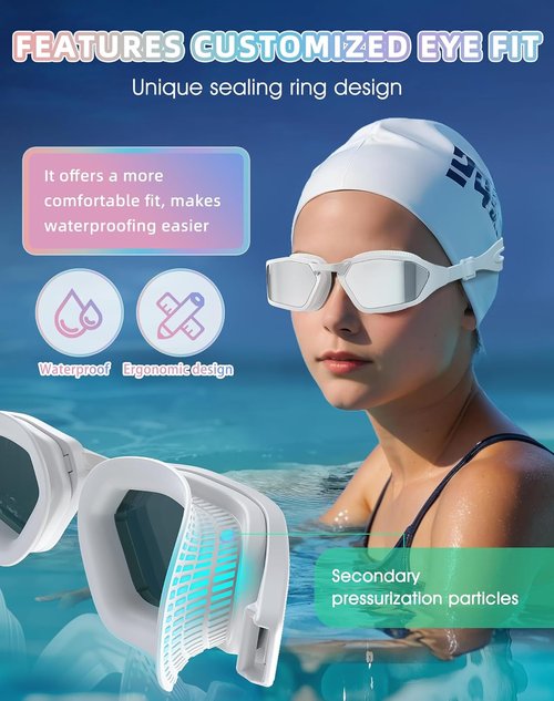Greatever Swim Goggles - Unisex Adult UV400 Protection, HD Wide View, Anti-Fog, No Leakage
