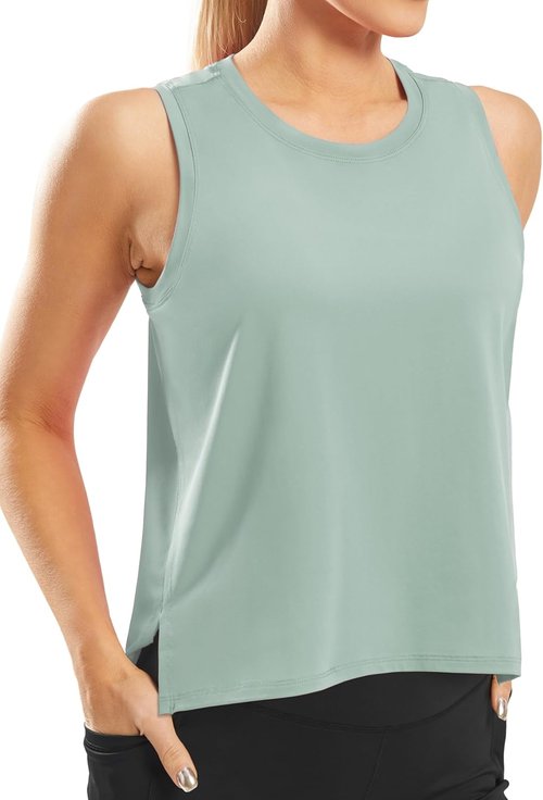 JOYSPELS Ice Silk Crop Tank Top - Cool-Dry Sleeveless Yoga Shirt for Women | Loose Fit Design