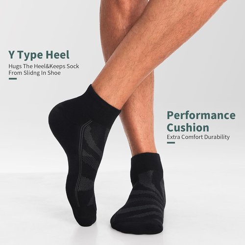 Lapulas Men's Ankle Socks - Cushioned Cotton Quarter Socks for Sports & Training | 6 Pack