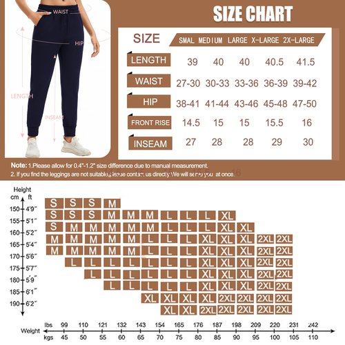 Hi Clasmix Fleece Lined Joggers for Women-Winter Thermal Women's Sweatpants Thick High Waisted Ski Hiking Running Pants S-2XL(Navy,Medium)