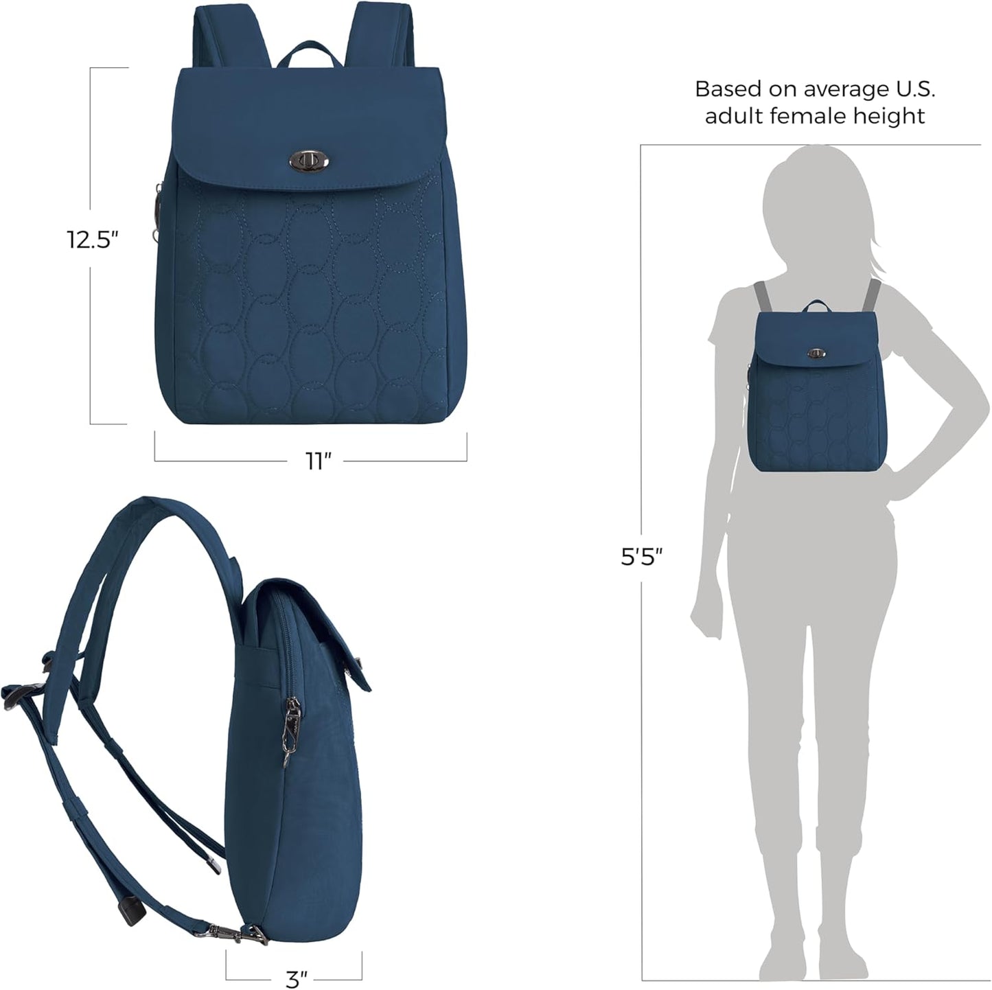 Travelon Anti-Theft Compact Backpack - Secure Design for Travel | Lightweight and Stylish