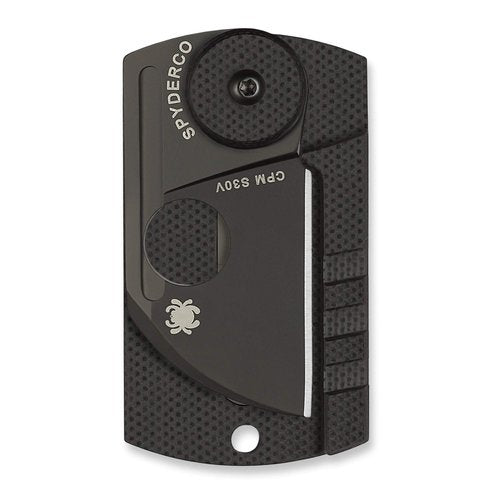 Spyderco Dog Tag Non-Locking Knife with 1.23" CPM S30V Steel Blade and Durable Black Carbon Fiber Handle - PlainEdge - C188CFBBKP