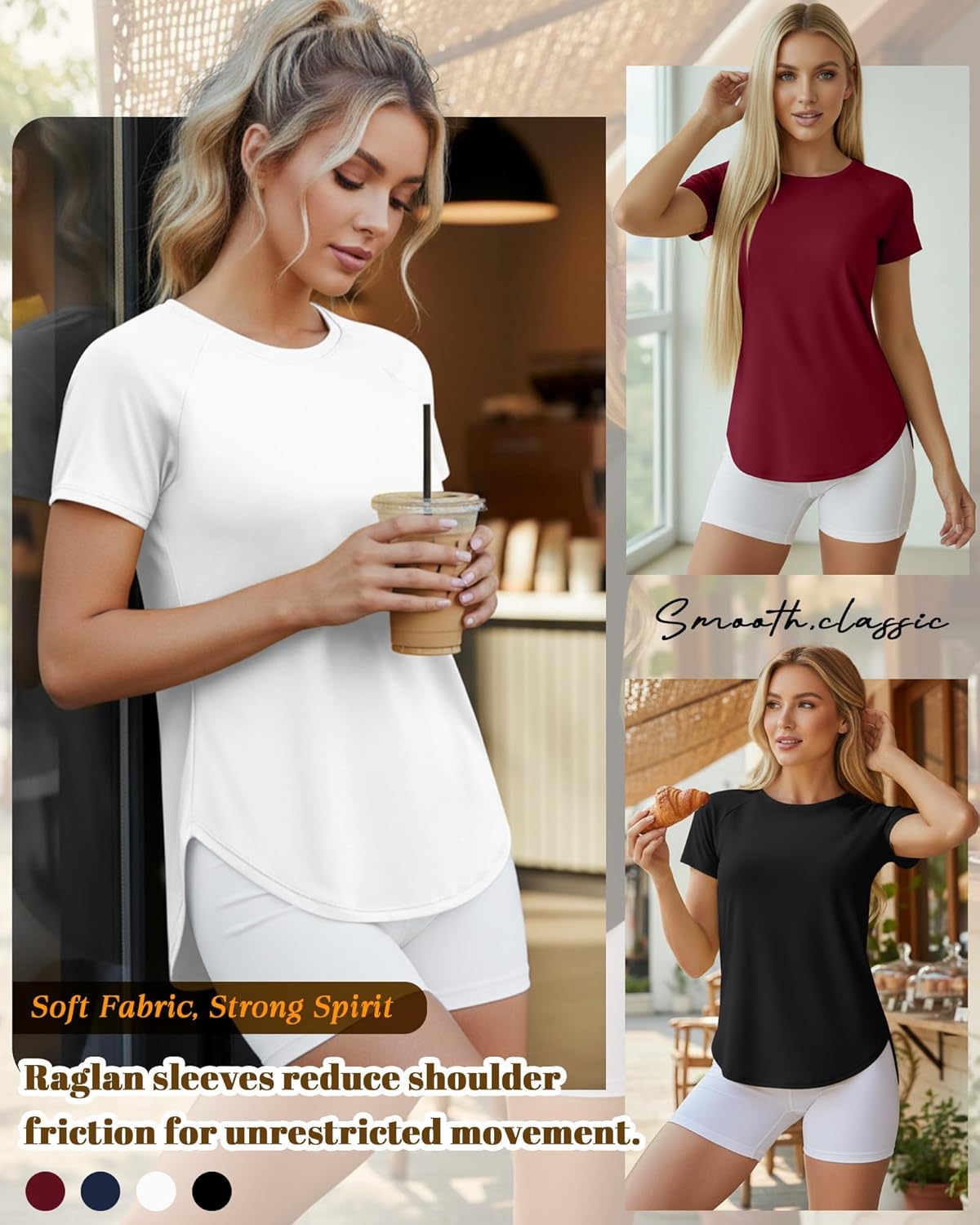 Oakgarden Women's Workout Tops - 4 Pack Short Sleeve Athletic Shirts with UV Protection & Quick Dry | Ideal for Running
