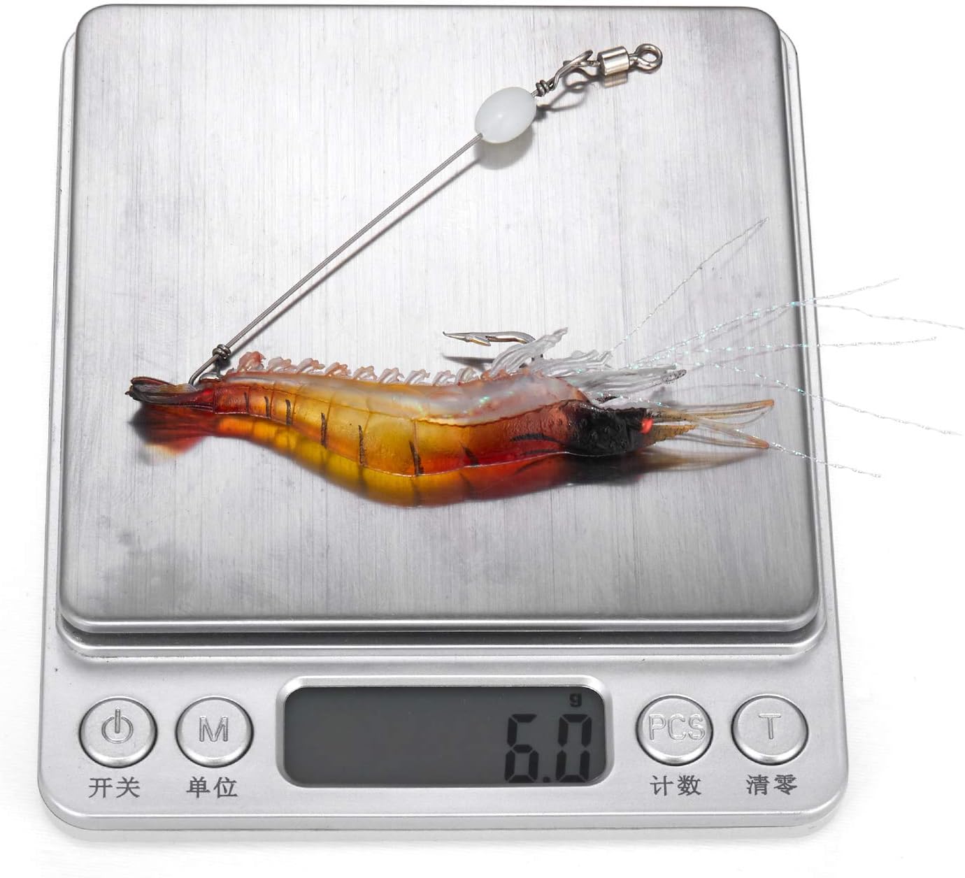 WANBY Fishing Lures - Luminous Silicone Shrimp Bait Set with Hooks for Freshwater & Saltwater Fishing