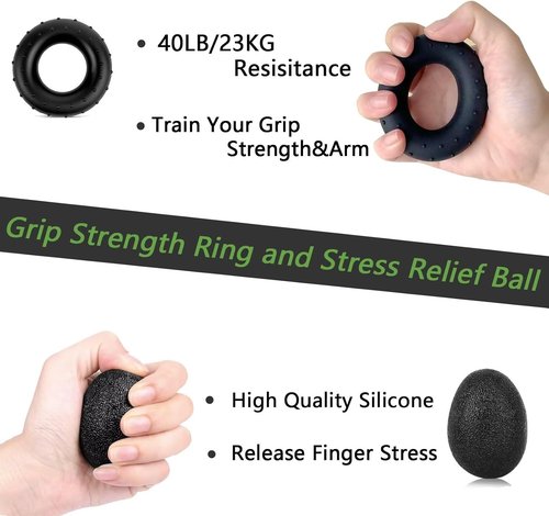 Grip Strength Trainer Kit by [Brand Name] - 5 Pack Adjustable Resistance Hand Grippers & Stress Relief Balls for Muscle Building & Injury Recovery
