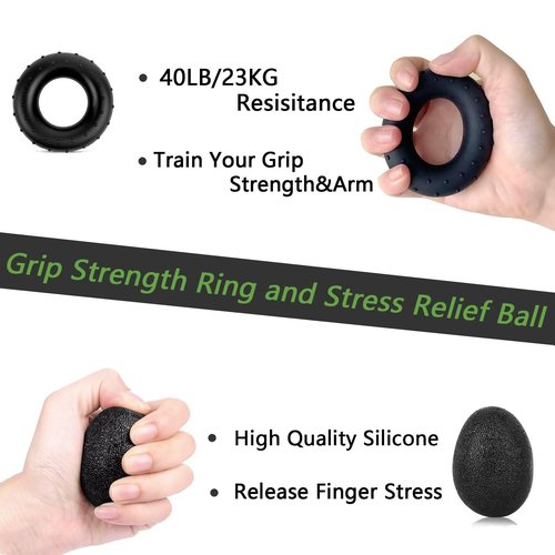 PLSYAO Grip Strength Trainer Kit (5 Pack), Grip and Forearm Strengthener, Finger Strengthener, Adjustable Resistance Hand Gripper, Grip Ring, Stress Relief Ball for Muscle Building, Injury Recover