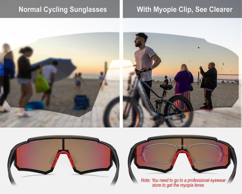 Suertree Polarized Cycling Sunglasses for Men Women UV Protection with Myopia Clip Baseball Biking Running MTB Sun Glasses
