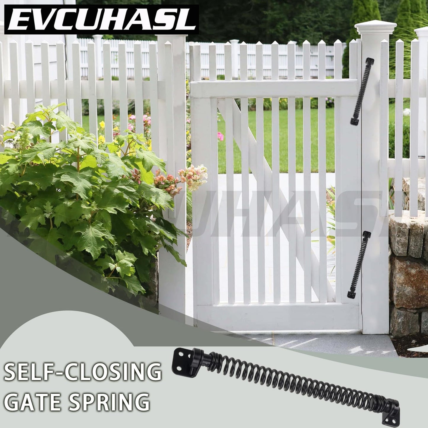 EVCUHASL 11-1/2" Gate Spring Self Closing Heavy Duty Door Springs to Close Door, Automatic Gate Closer with Adjustable Tools for Metal Gates, Wooden Fences and Vinyl Fence Gates(Black, 1 Pack)