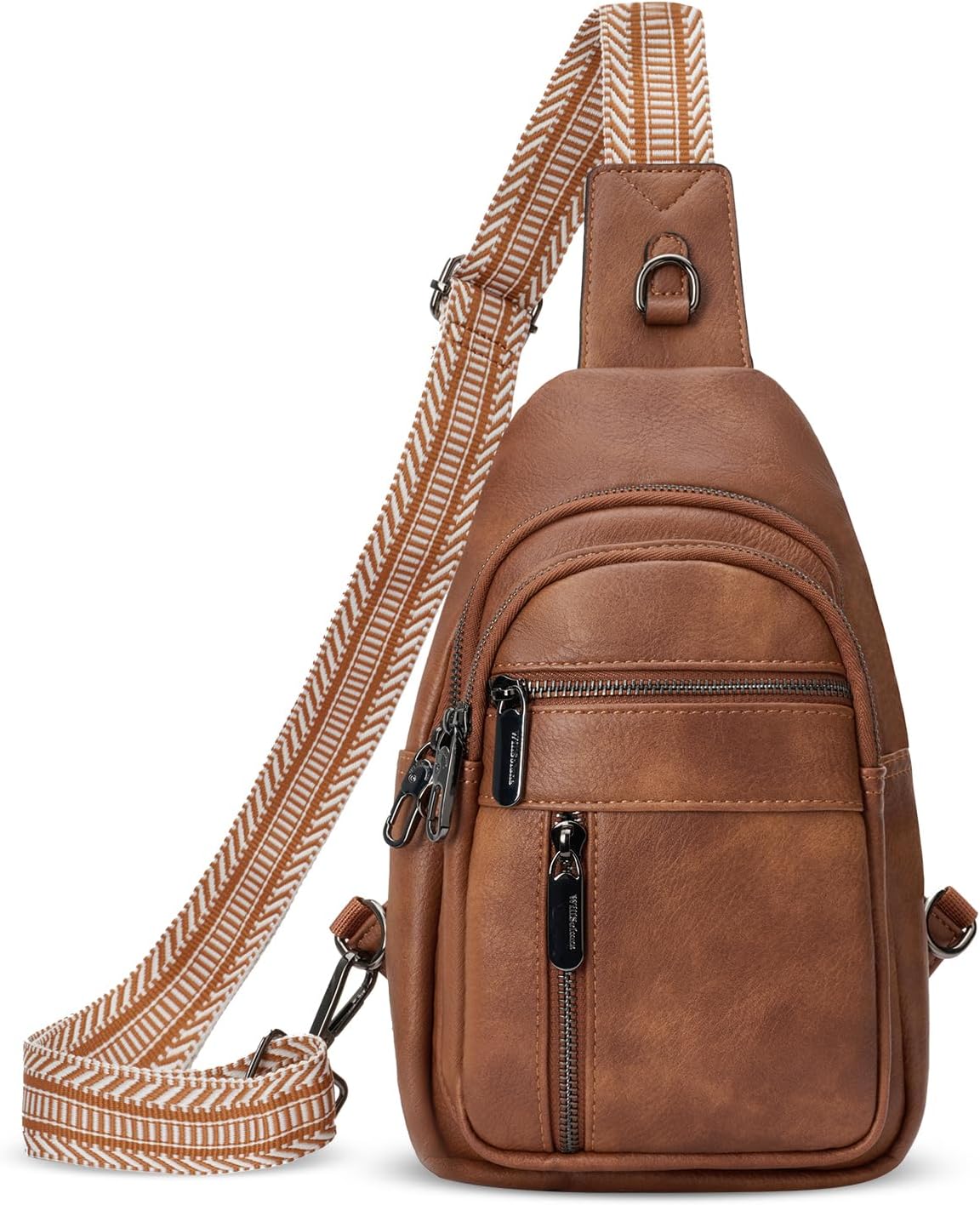 Skiennix Anti-Theft Sling Bag - Stylish PU Leather Crossbody Chest Bag with Adjustable Strap | Brown