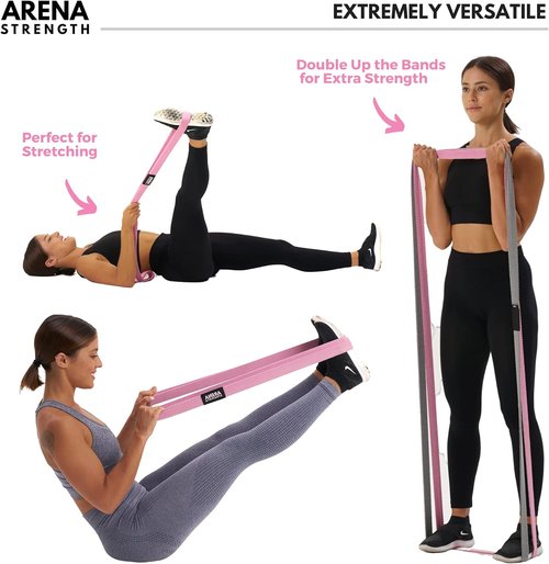 Arena Strength Resistance Bands Set - Full Body Fabric Loop Bands for Pull Up Assistance | 4-Pack with Workout Guide
