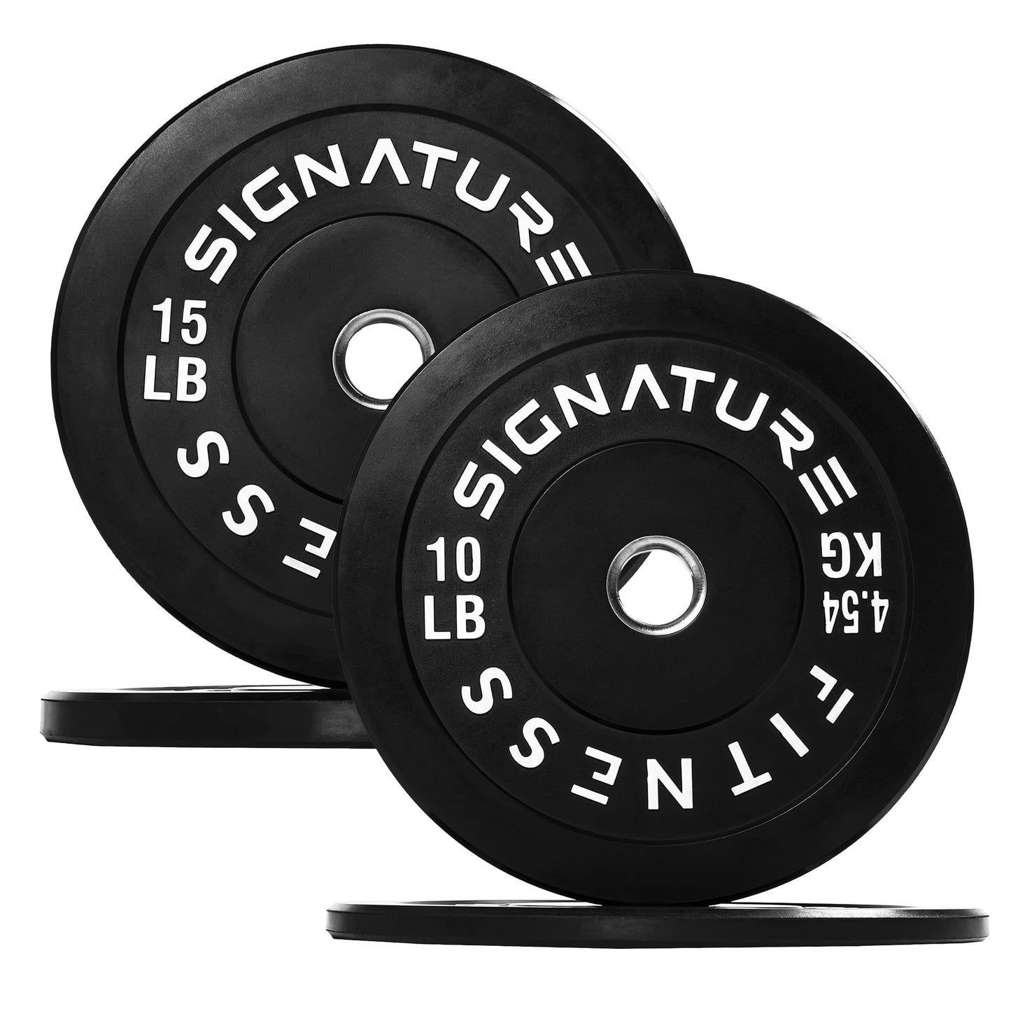 Fitvids 2" Olympic Bumper Plate Weight Plates with Steel Hub – 50-Pound Set – Set: 50 lbs – Black